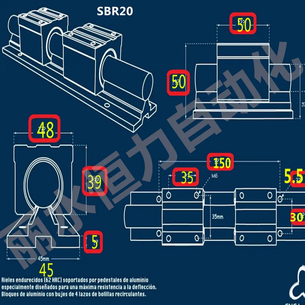 2 шт. SBR16/SBR20-L линейной направляющей и 4 шт. SBR16UU/SBR20UU линейный подшипник блоки для ЧПУ части