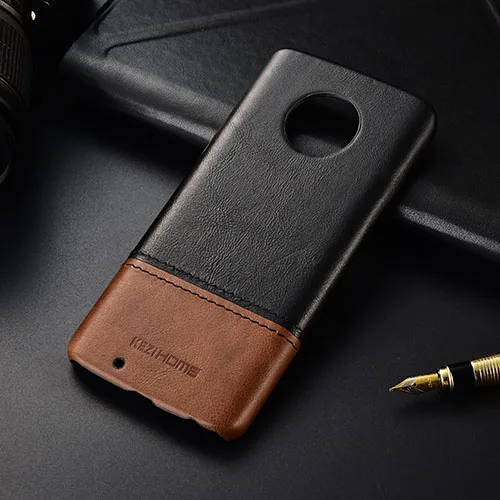 Чехол для Motorola Moto G6 Plus KEZiHOME, роскошный хит цвета, натуральная кожа, твердая задняя крышка, Капа для Moto G6, чехол для телефона s - Цвет: black