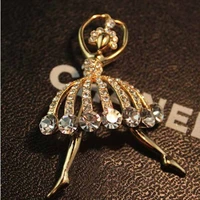 yglcj 2020 girl new fashion simulation ballerina crystal luxury brooch ladies brooch pin collar jewelry wedding dress