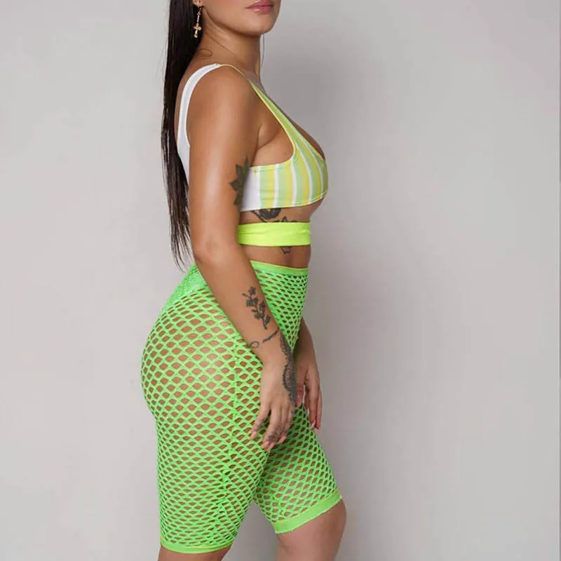 2019 летние сексуальные шорты для женщин обычная мода рыболовная сетка прозрачная