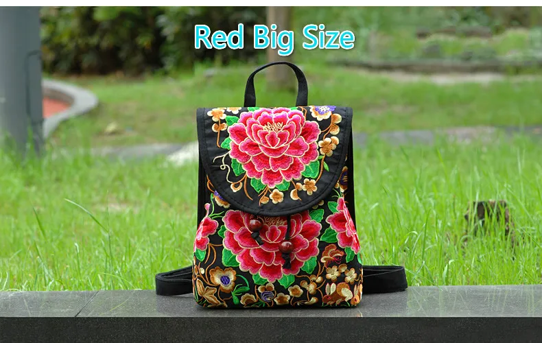 red big size WALLIKE бренд леди вышивка уникальный хороший школьный мешок этический дорожный рюкзак сумки на плечо для женщин Национальный стиль рюкзак - Цвет: red big size