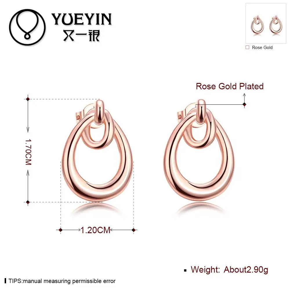 Классические простые элегантные хрустальные бусины Brincos цвета розового золота