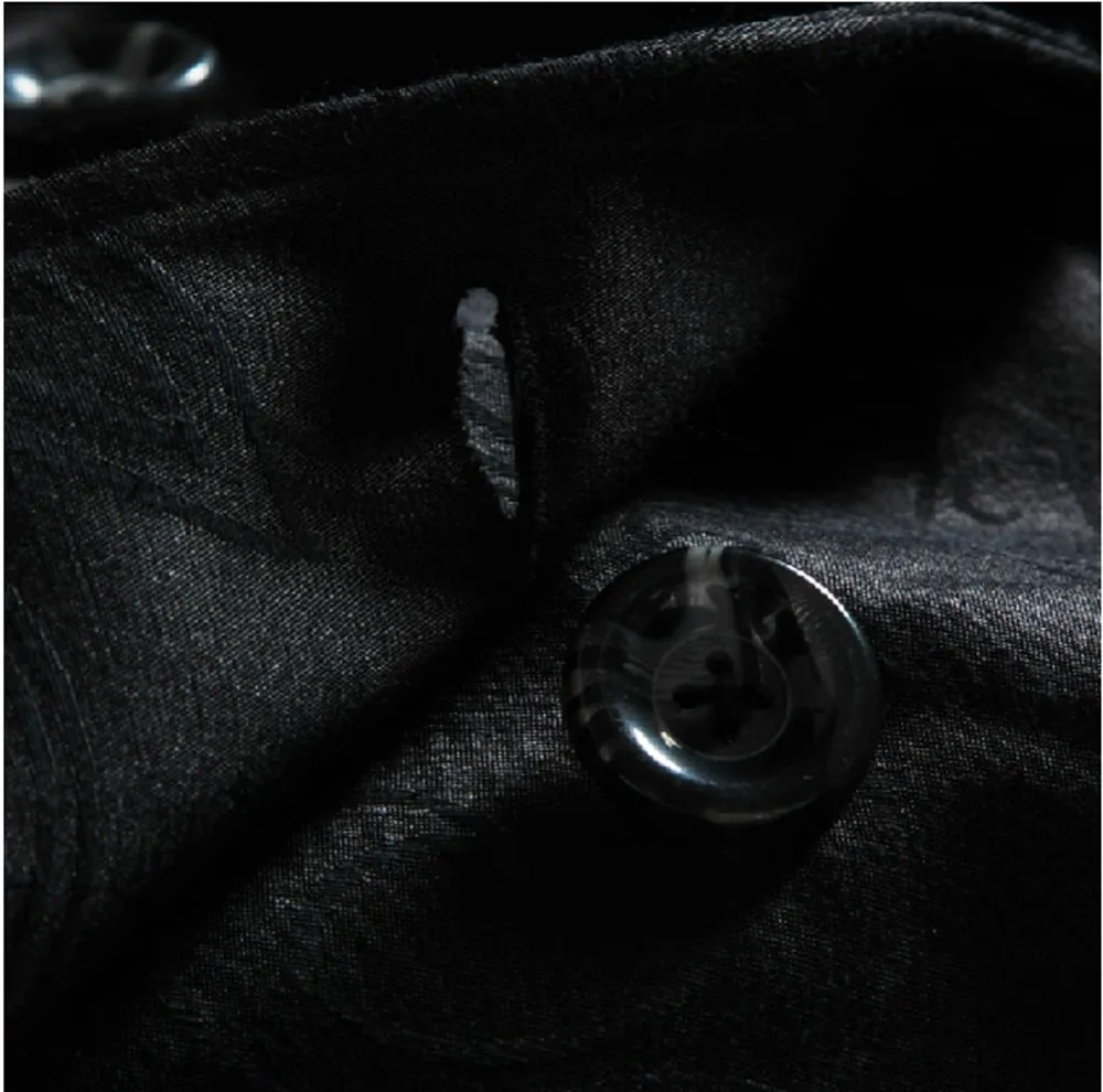 Тренч для женщин осень длинный цветочный принт черный Жаккардовый пальто с