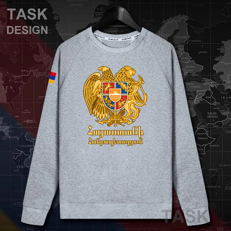 Armenia Armenian ARM AM, мужские пуловеры с капюшоном, мужские толстовки, уличная одежда, спортивный костюм в стиле хип-хоп, осенняя нация, пальто 20 - Цвет: roundneck-gray