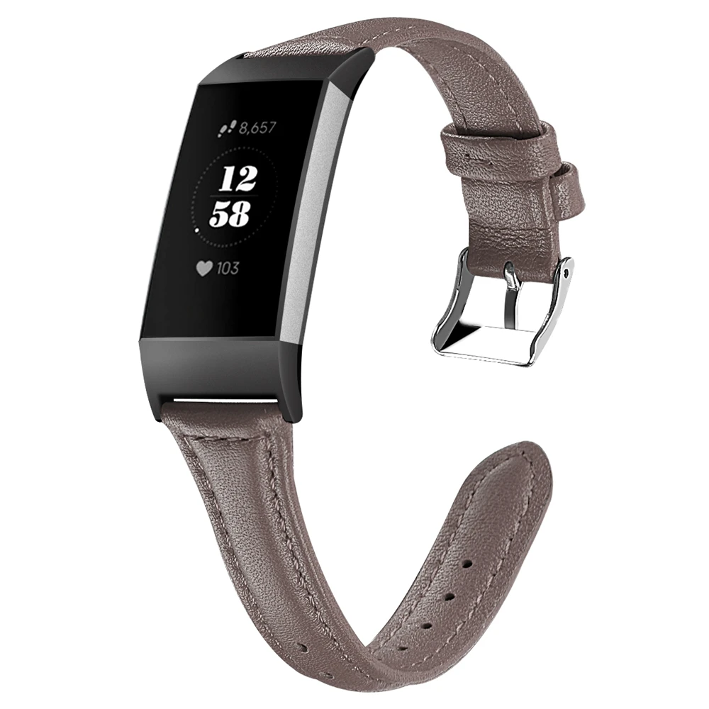 Gray Hangrui для Fitbit Charge 3 цветочный узор Fitbit Charge 3 Band натуральная кожа часы ремешок Замена для девочек женщин дамы - Цвет: Gray