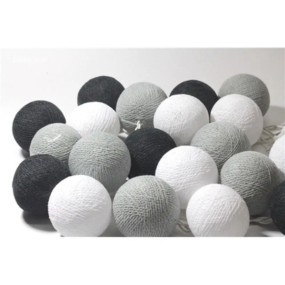 Feimefeiyou ватный шарик 20-beads AA на батарейках гирлянды для свадьбы, сада, вечерние украшения(серый сериал
