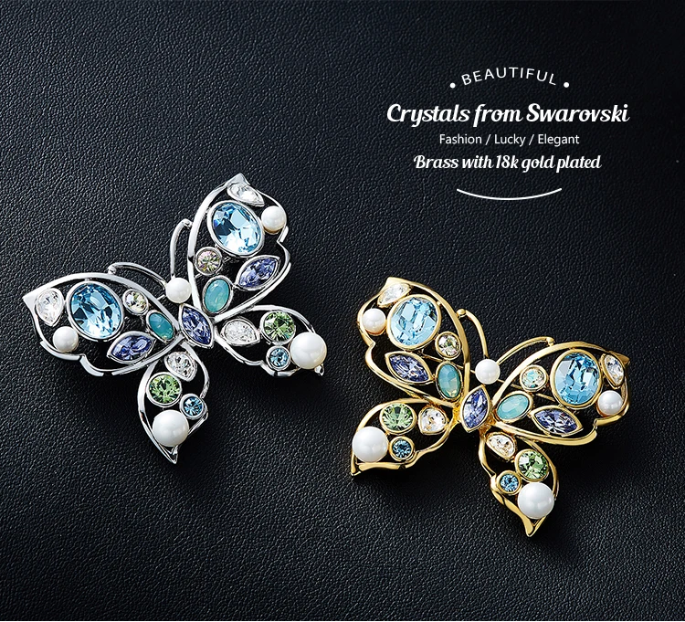 CDE Броши для женщин украшенные кристаллами от Swarovski бабочки кристалл броши булавка ювелирные изделия и аксессуары для одежды