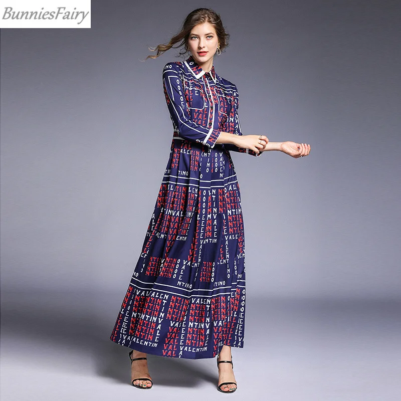 BunniesFairy 2019 осеннее элегантное женское винтажное длинное платье макси в стиле