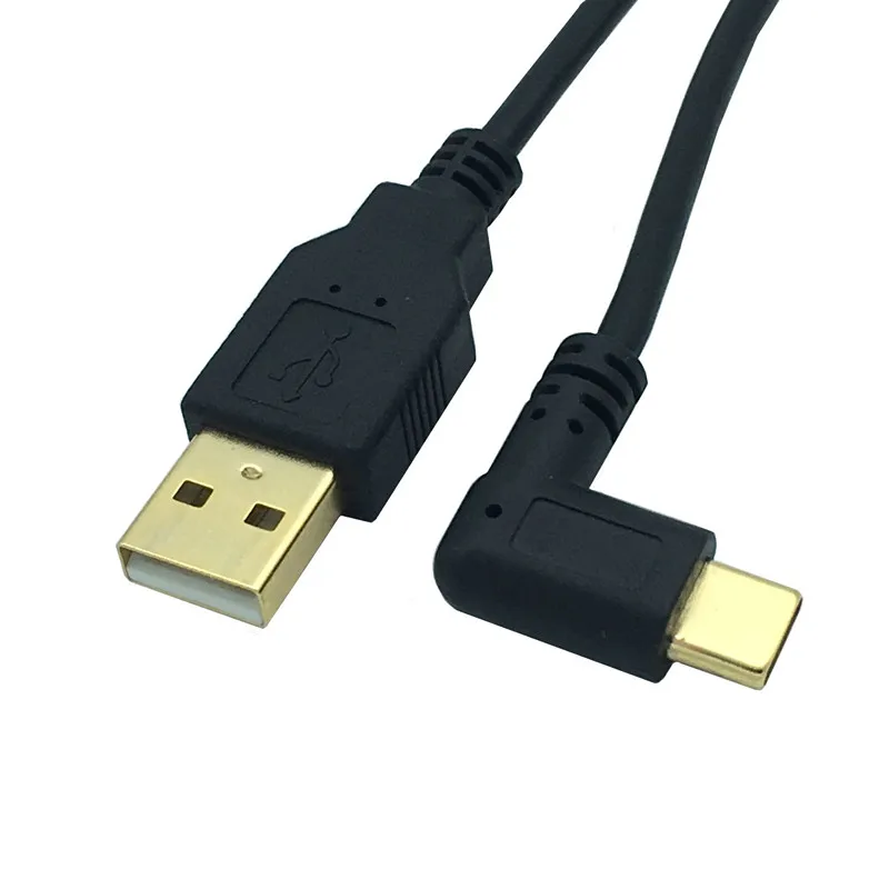Левое и правое Угловое позолоченное usb-кабель USB3.1 type-c с разъемом USB для зарядки