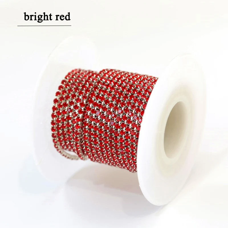 bright red 1 м/лот стразы на цепочке с плоской обратной стороной, стразы с серебряными когтями, отделка кристаллами для рукоделия, рукоделия, шитье, отделка, Аппликации, рукоделие, Декор - Цвет: bright red
