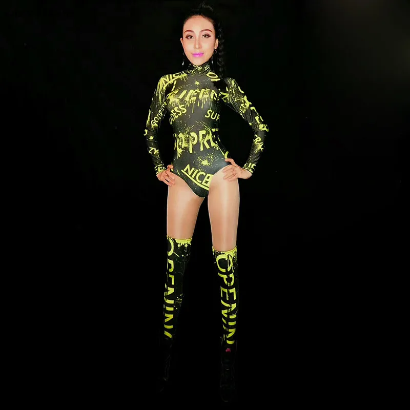rhinestone bodysuit Боди, модный, цветной, с принтом, спандекс, комбинезон для женщин, певец, стрейчевый, боди для ночного клуба, Женский DS DJ, наряд для сценического шоу - Цвет: rhinestone bodysuit