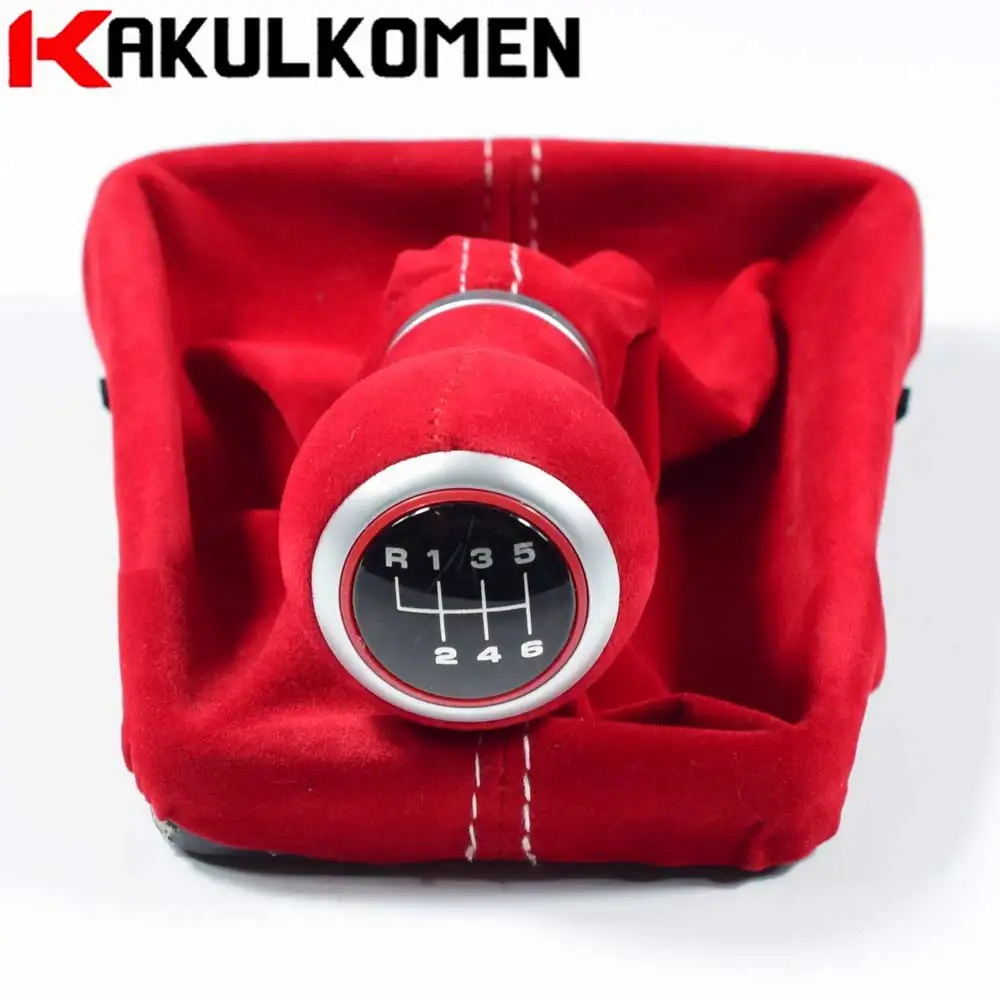 6 Speed Red Boot Модная ручная замена красный черный подарок замша кожа ручка переключения передач крышка загрузки гетры для Audi A3 S3 8 V-8 P S-line 2007-2013 - Название цвета: 6 Speed Red Boot