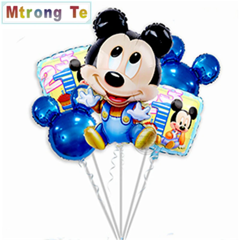 4 шт./лот для детей с Микки Маусом и Минни Маус baby shower для мальчиков и девочек на первый день рождения, 1st гелиевый шарик из фольги украшения для вечеринки, дня рождения globos Классические игрушки