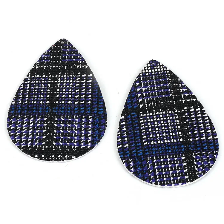56x37mm 2pcs Модный плед Леопардовый принт искусственная кожа Шарм кулон Овальный капли воды серьги аксессуары для DIY серьги изготовление ювелирных изделий - Цвет: 56x37mm 2pcs
