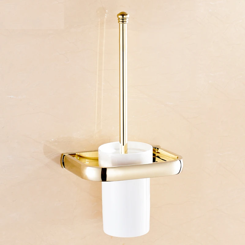 Квадратные золотые наборы аксессуаров для ванной комнаты твердые латунные