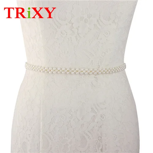 white TRiXY S398 Свадебные ремни с белым жемчугом, Свадебные ремни с жемчугом и бисером, свадебные аксессуары, лучший подарок для свадьбы на Рождество - Цвет: white