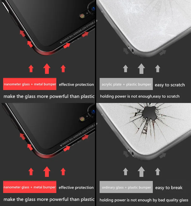 For iphone 7 8 8plus case LUPHIE Aluminum Bumper Case Plus Clear tempered glass Back Cover for 6 6S |
