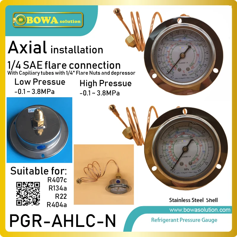 

1.8MPa and 3.8MPa pressure gauge are working as Refrigeration & Heat Pump Systems' pressure and temperature Monitor
