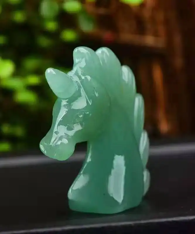 

2" Natural Green Aventurine Quartz Unicorn Reiki Healing Crystal Figurine Hand Craft Carved Crystal Statue Decoration