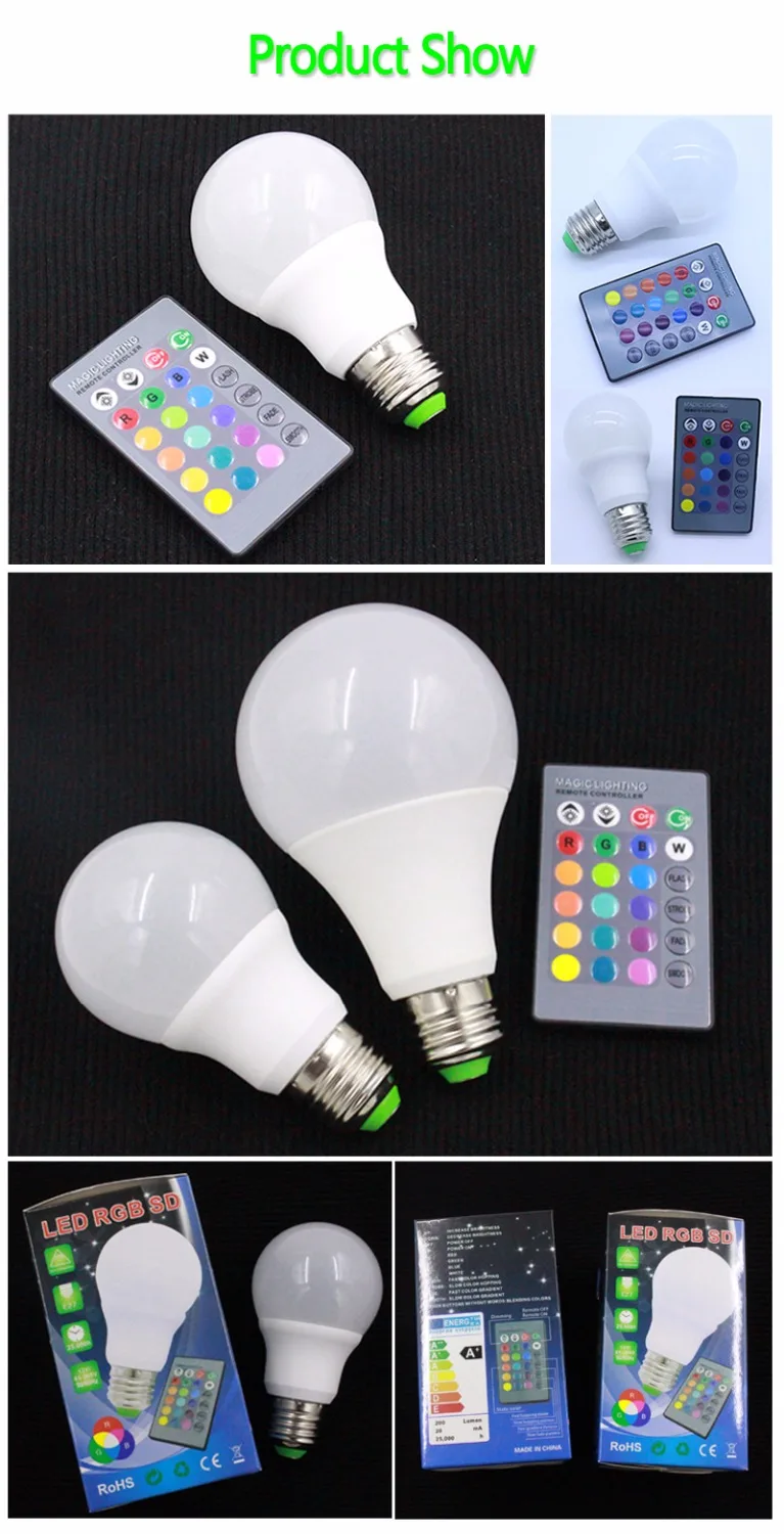 3W 5W 10W RGB E27 LED Bulb Light Stage Lamp 1 Colors with Remote Control Led Lights for Home AC 220V +IR Controller | Освещение