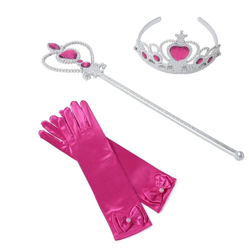 Crown Gloves Wand PaMaBa/Детское платье принцессы Авроры на день рождения; карнавальный костюм Спящей красавицы для девочек; Рождественский подарок; нарядное платье - Цвет: Crown Gloves Wand