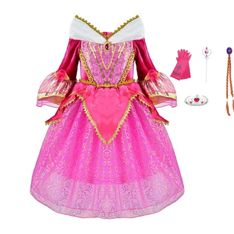 Платье принцессы Спящей Красавицы платье с расклешенными рукавами и оборками