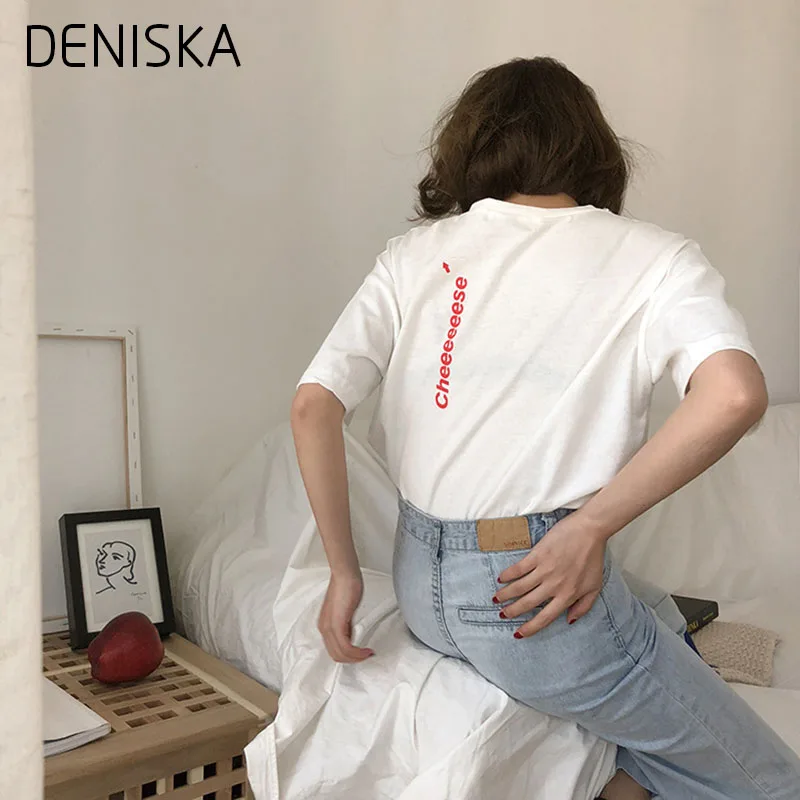 Harajuku Письмо Печати Хлопка Майка Женщины Графических Футболка Femme Уличная