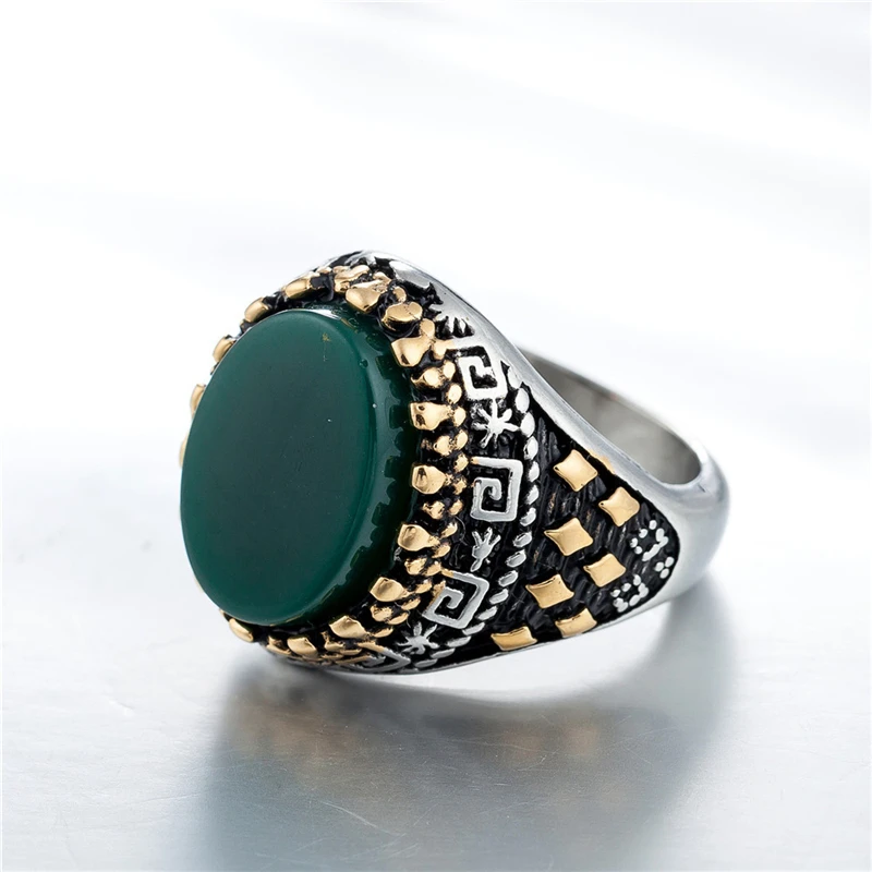 Винтажное овальное красное/черное/зеленый оникс перстень для мужчин в оксиде