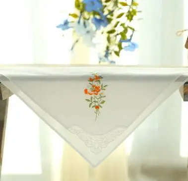 white and orange Хит, хлопковый белый кружевной вышитый носовой платок, женский квадратный платок, Дамский носовой платок, детское полотенце, вечерние, свадебный подарок, 1 шт - Цвет: white and orange