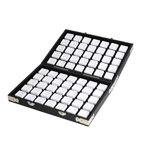 Black 3x3(70pcs) Высококачественная дорожная коробка из черной кожи с драгоценными камнями, Алмазный чехол для хранения ювелирных изделий 2,8 см 70 шт., 4 см 48 шт - Цвет: Black 3x3(70pcs)