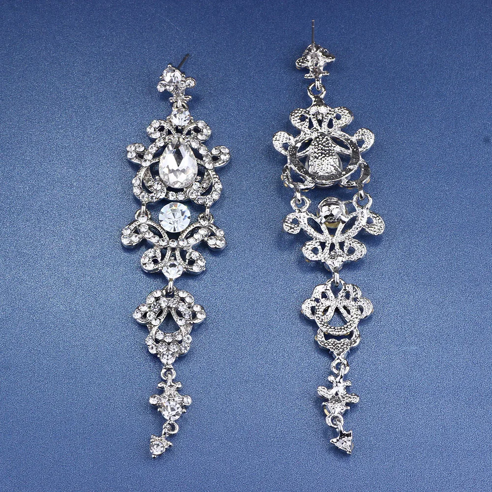 FARLENA ювелирные изделия серебряного цвета хрустальные свадебные длинные серьги в