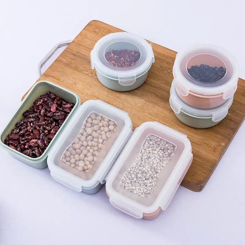 Закуски Bento Коробки для обедов резким круглый квадратный Еда коробка хранения