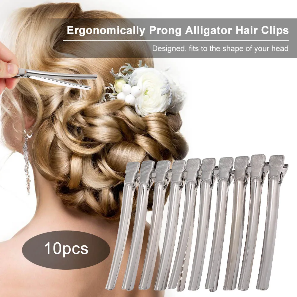 Зажимы для волос плоские металлические одиночные зажимы Аллигатор заколка