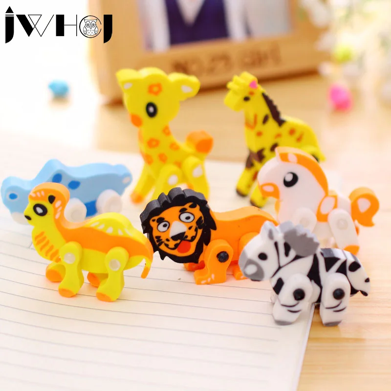 2 шт. Новинка 3D Животное Форма резиновый ластик креативный kawaii Канцтовары Школьные принадлежности papelaria подарок для детей
