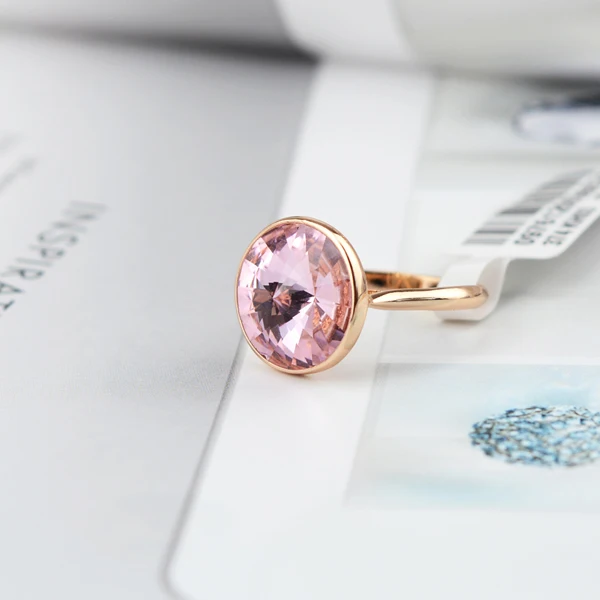 BAFFIN оригинальные кристаллы от Swarovski Макси круглое кольцо цвета розового золота Простые Модные ювелирные изделия на палец юбилей Joyas для женщин - Цвет основного камня: Light Rose Rose Gold