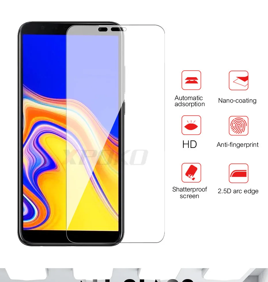 3 шт полное покрытие из закаленного стекла для samsung Galaxy A9 A7 A8 A6 Plus Защита экрана для samsung J4 J6 Plus стеклянная пленка