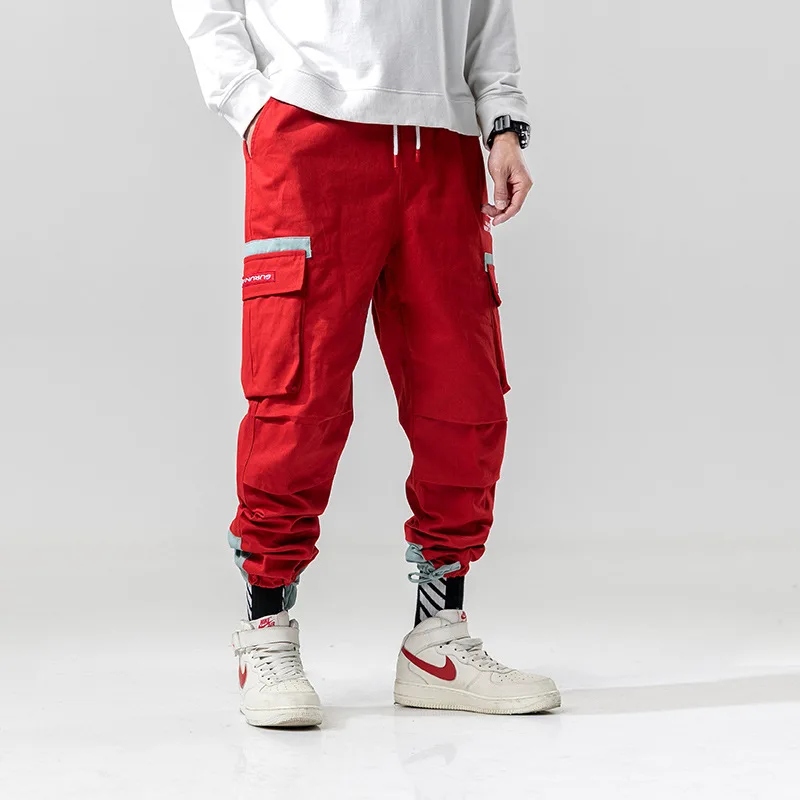 Штаны шаровары в японском стиле с карманами пэчворк для бега уличная одежда