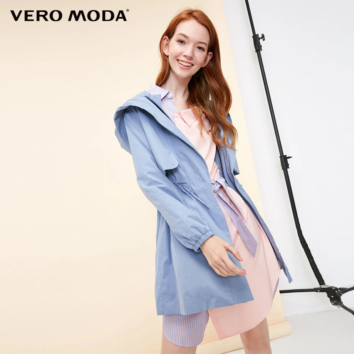 Lt. pewter blue Vero Moda куртка женская Повседневный с капюшоном сплошной цвет молнии Тренч | 318417501 - Цвет: Lt. pewter blue