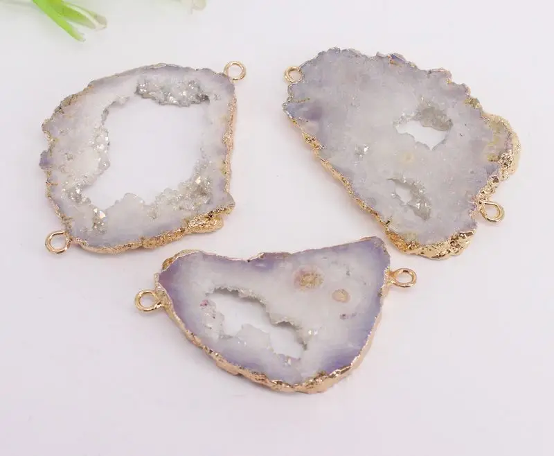 White color 5 шт. модные золотистые металлические черные цвета титановый кварц Geode коннектор драгоценных камней бусины для изготовления ювелирных изделий - Цвет: White color