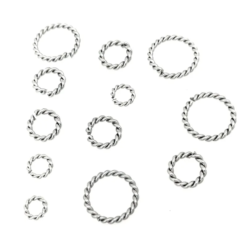 

50pcs/lot spiral Stainless Steel Open Jump Rings 6/8/10/12/15mm Silver Tone Split Rings Connectors For Jewelry Findings Making