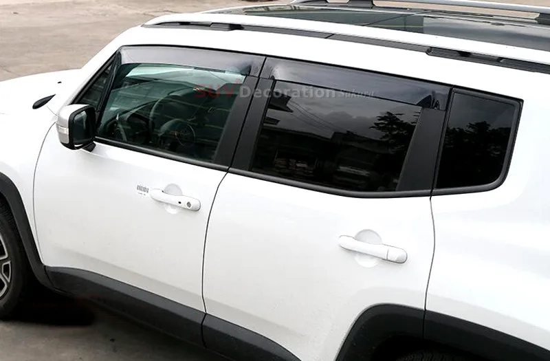 

Боковые оконные дефлекторы для Jeep Renegade 2015, 2016, 2017, 2018, акриловые черные оконные экраны, оконный козырек, защита от солнца и дождя