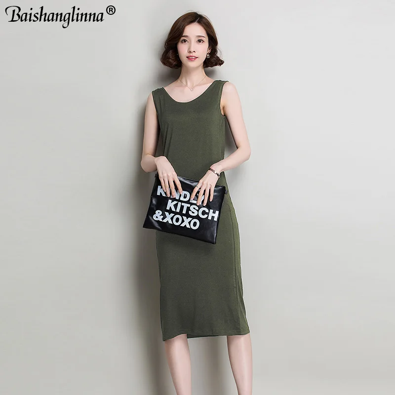 Baishanglinna без рукавов Цвет летнее платье модное Повседневное женское Femme 2019