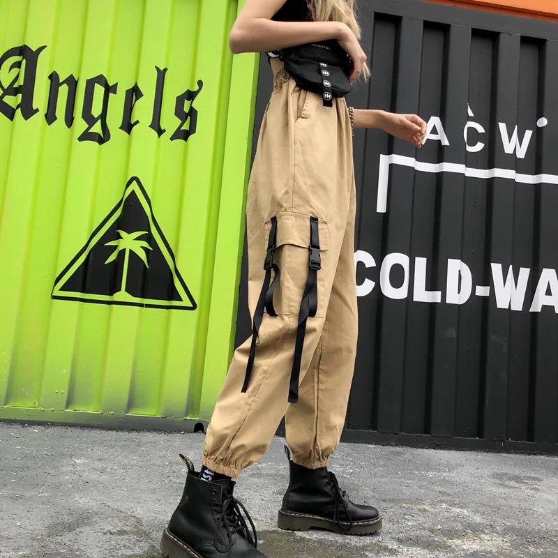 Женские брюки 2019 широкие Длинные повседневные карго цепи в одежде для женщин