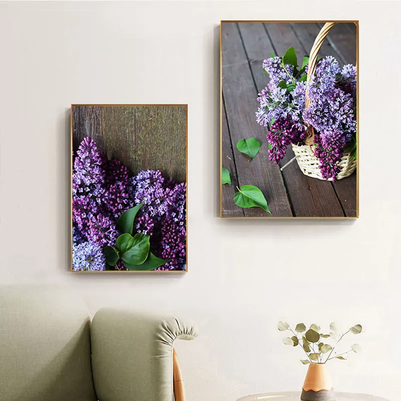 Nordic фиолетовые цветы сиреневый холсте моды картина печатный плакат HD Wall Art для