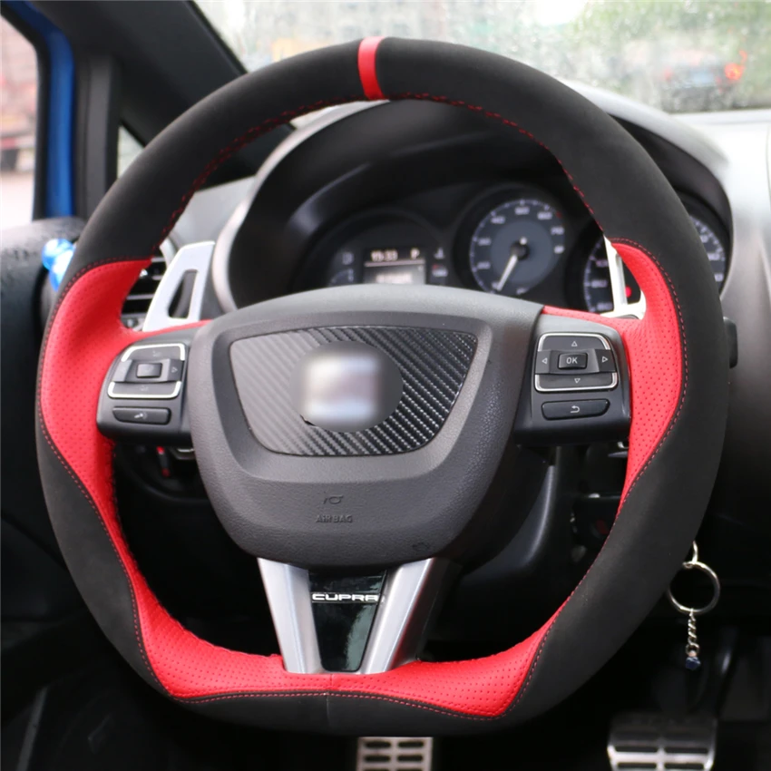 MEWANT черная замша красная кожа фотоэлемент для Seat Leon 2009 2010 2011 2012 аксессуары