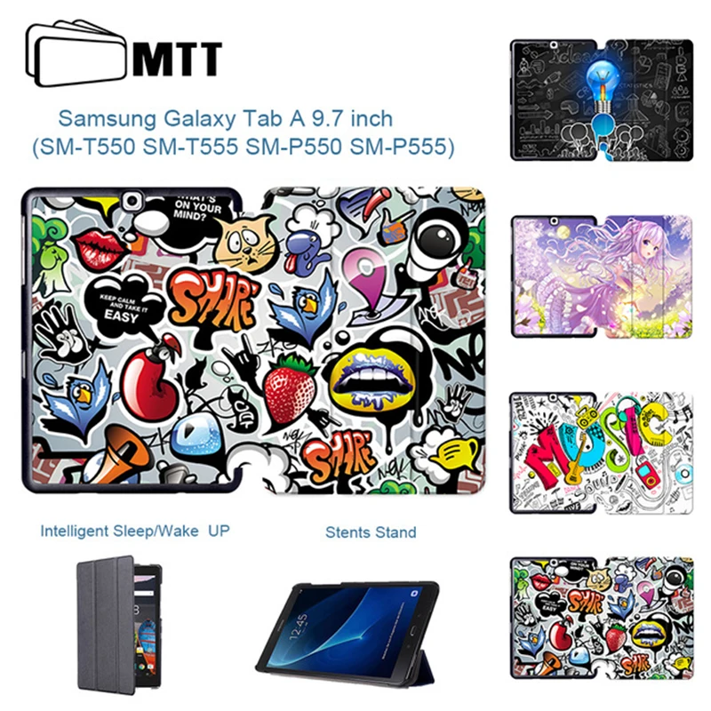 Чехол для планшета MTT для samsung Galaxy Tab A, 9,7 дюймов, SM-T550, SM-T555, SM-P550, граффити, из искусственной кожи, флип, умный чехол