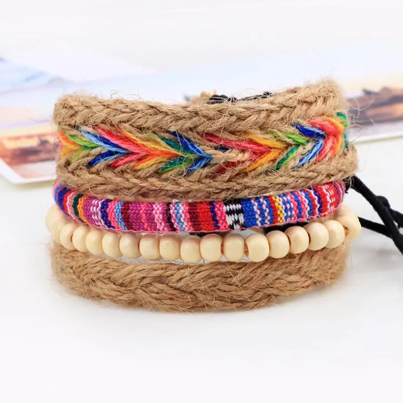 Радужный браслет для мужчин и женщин тканые браслеты из конопли DIY