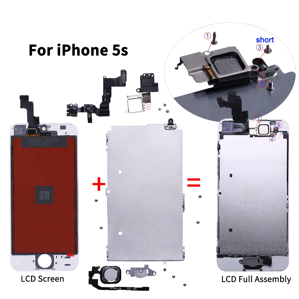 100% рабочий AAA +++ ЖК-дисплей в сборе для iPhone 5s ЖК-модуль с заменой дигитайзера и