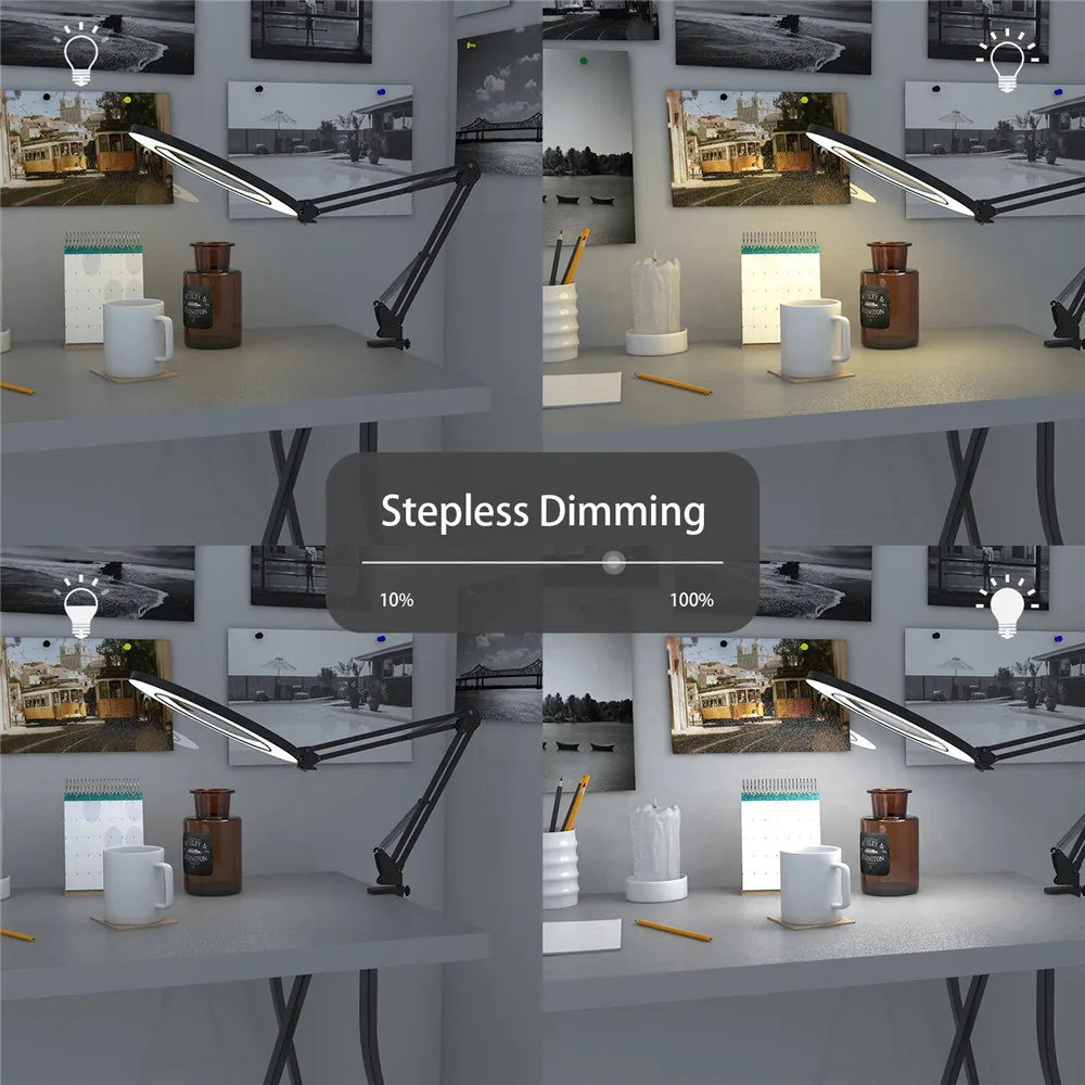 Настольная лампа светодиодная увеличительная с металлическим зажимом и