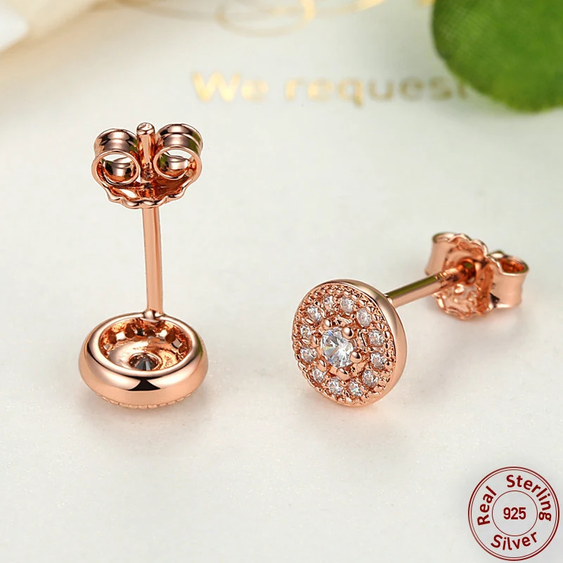 Женские круглые серьги-гвоздики boucle d'oreille из 100% стерлингового серебра 925 пробы